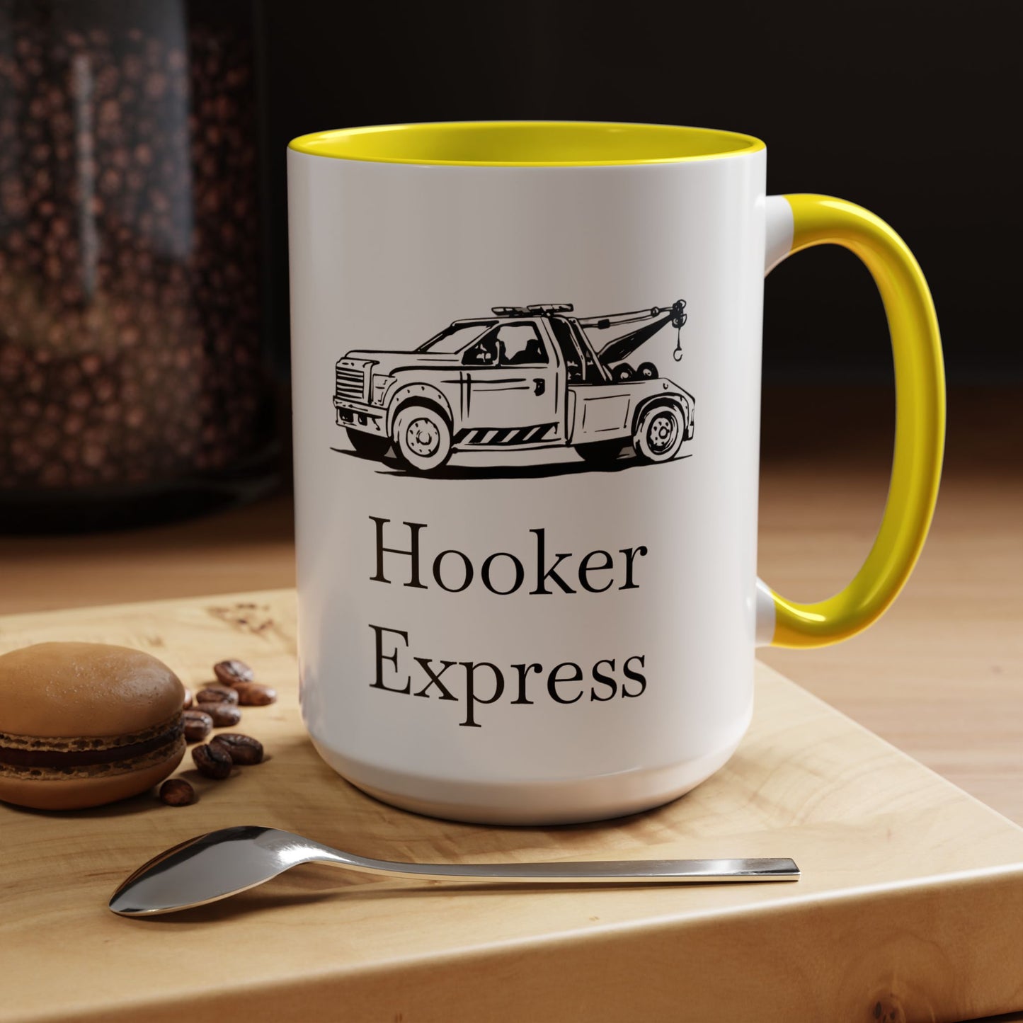 H**ker Express Wheel Lift Tow Truck 2-Tone Coffee Mug