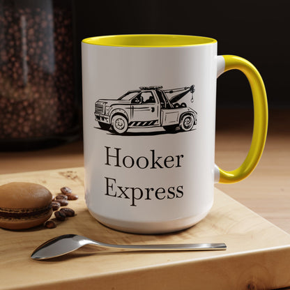 H**ker Express Wheel Lift Tow Truck 2-Tone Coffee Mug