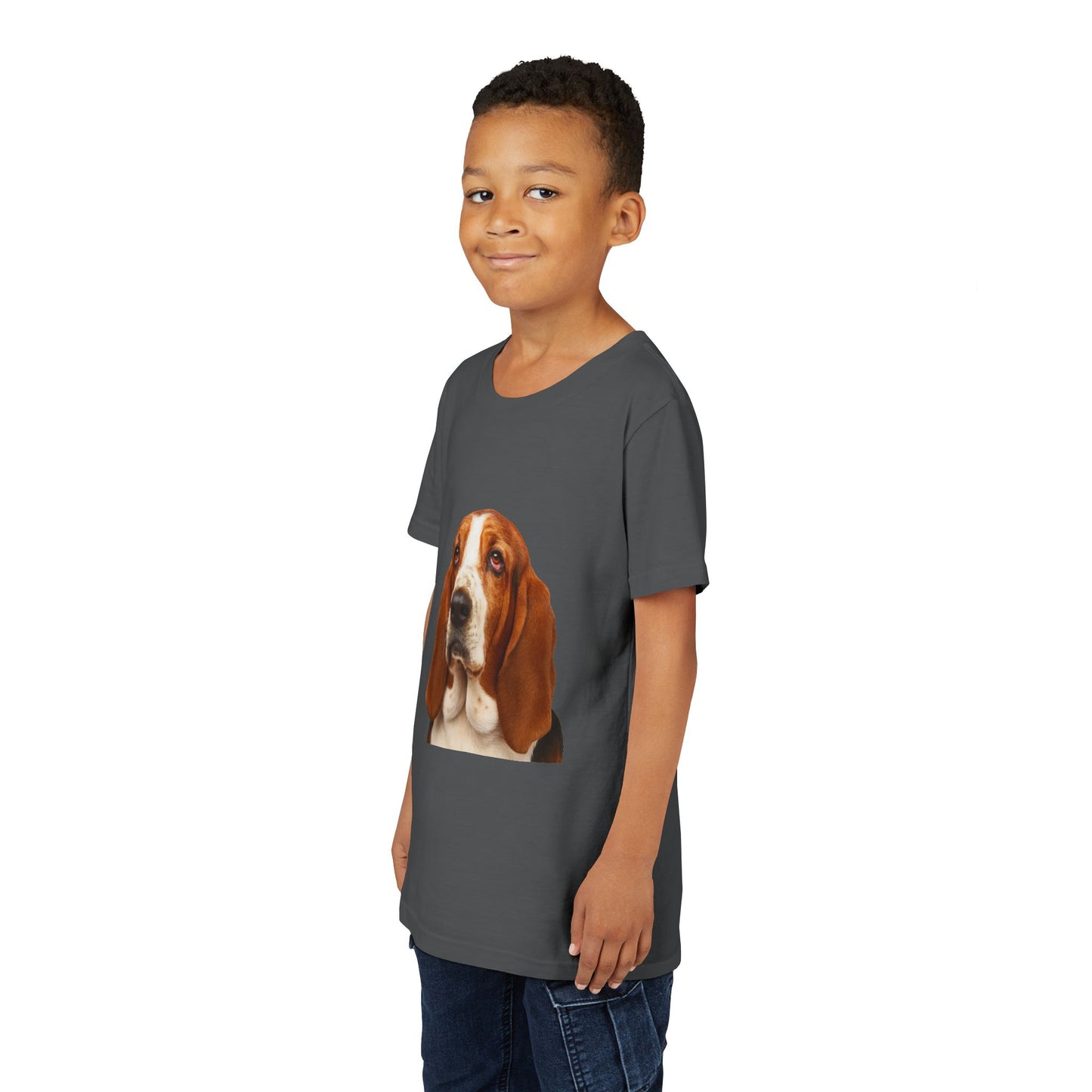 Basset Head Youth Unisex Short Sleeve Crewneck Tee