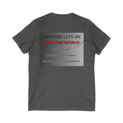 Caffeine Lets Me Unisex Short Sleeve V-Neck Tee
