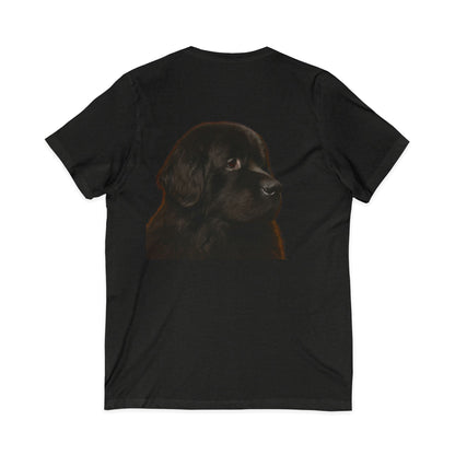 Newfie Head Unisex Short Sleeve V-Neck Tee