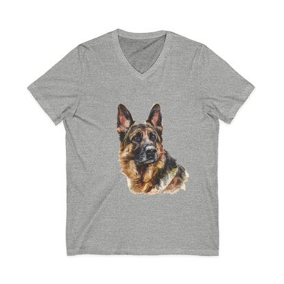 German Shepherd Head Unisex Short Sleeve V-Neck Tee