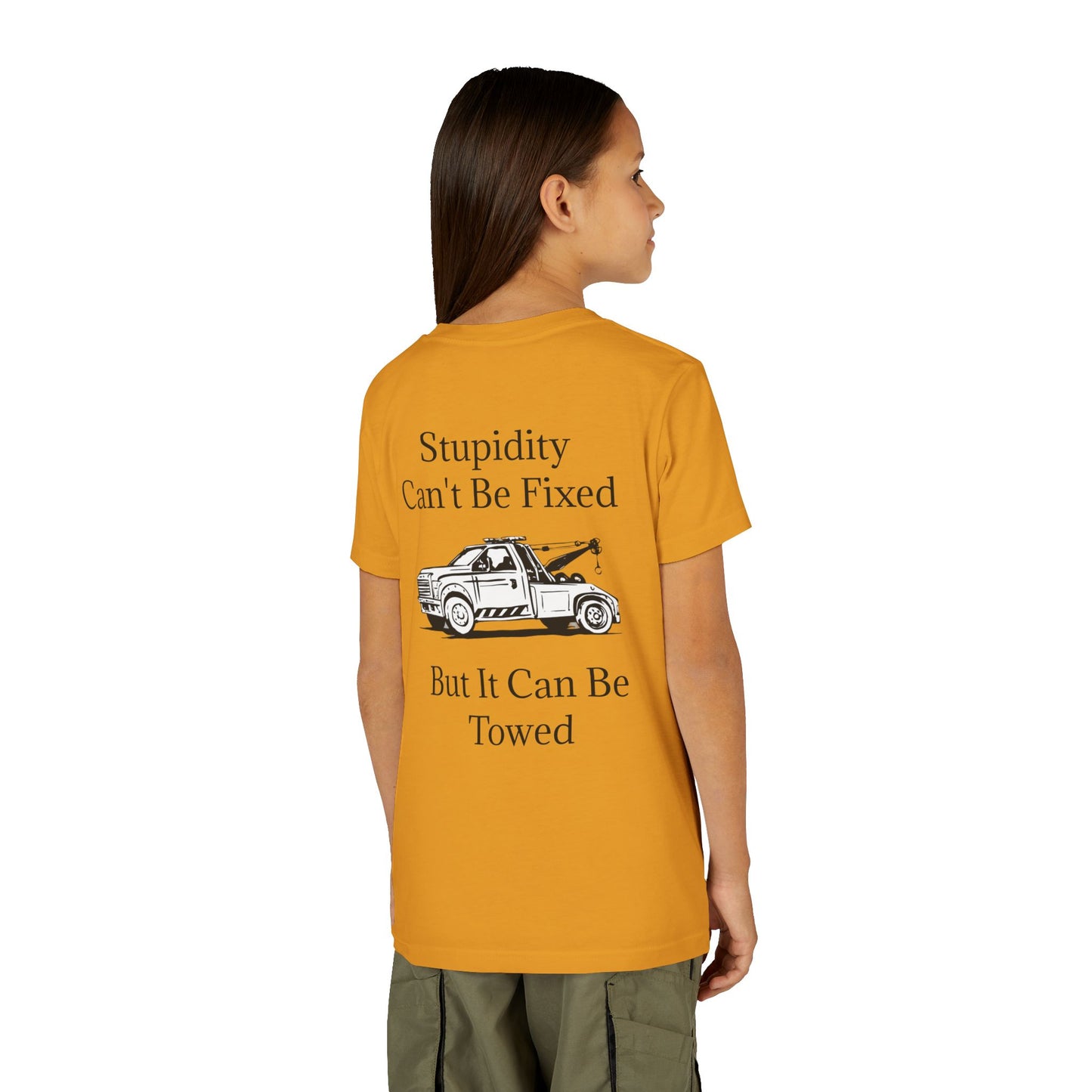 Stupidity Wheel Lift Tow Truck Youth Unisex Short Sleeve Crewneck Tee