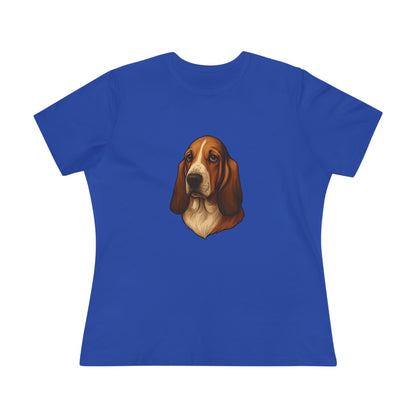 Basset Hound Head Women's Short Sleeve Crewneck Tee