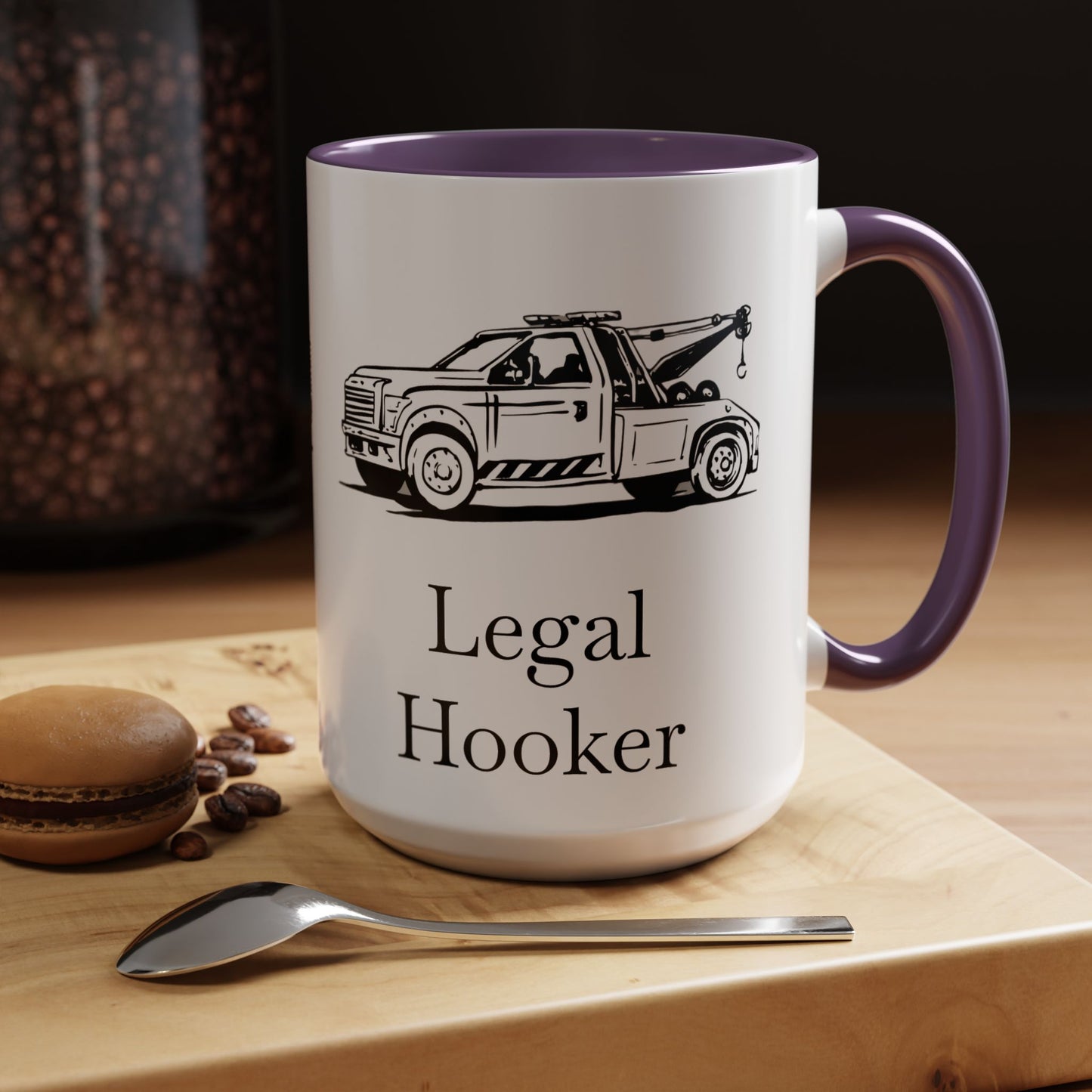 Legal H**ker Wheel Lift Tow Truck 2-Tone Coffee Mug