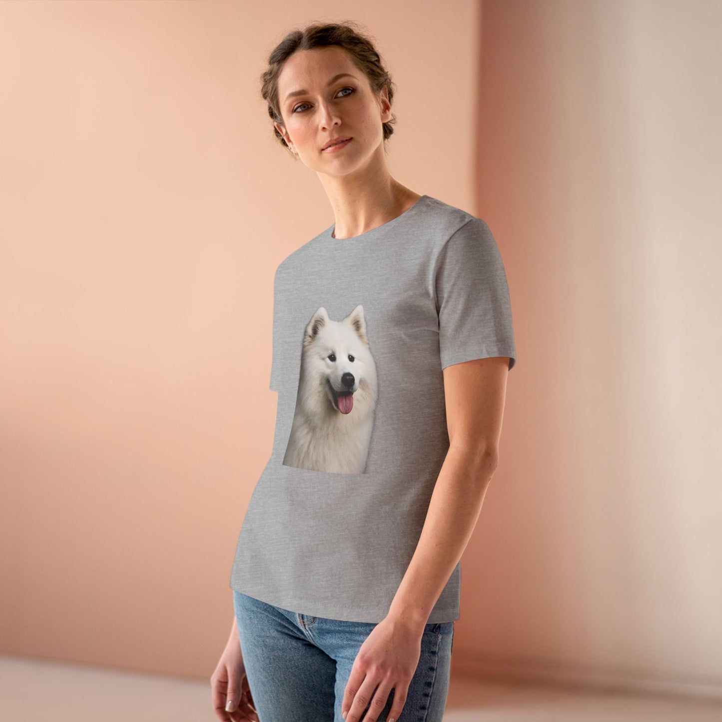 Samoyed Head Women's Short Sleeve Crewneck Tee