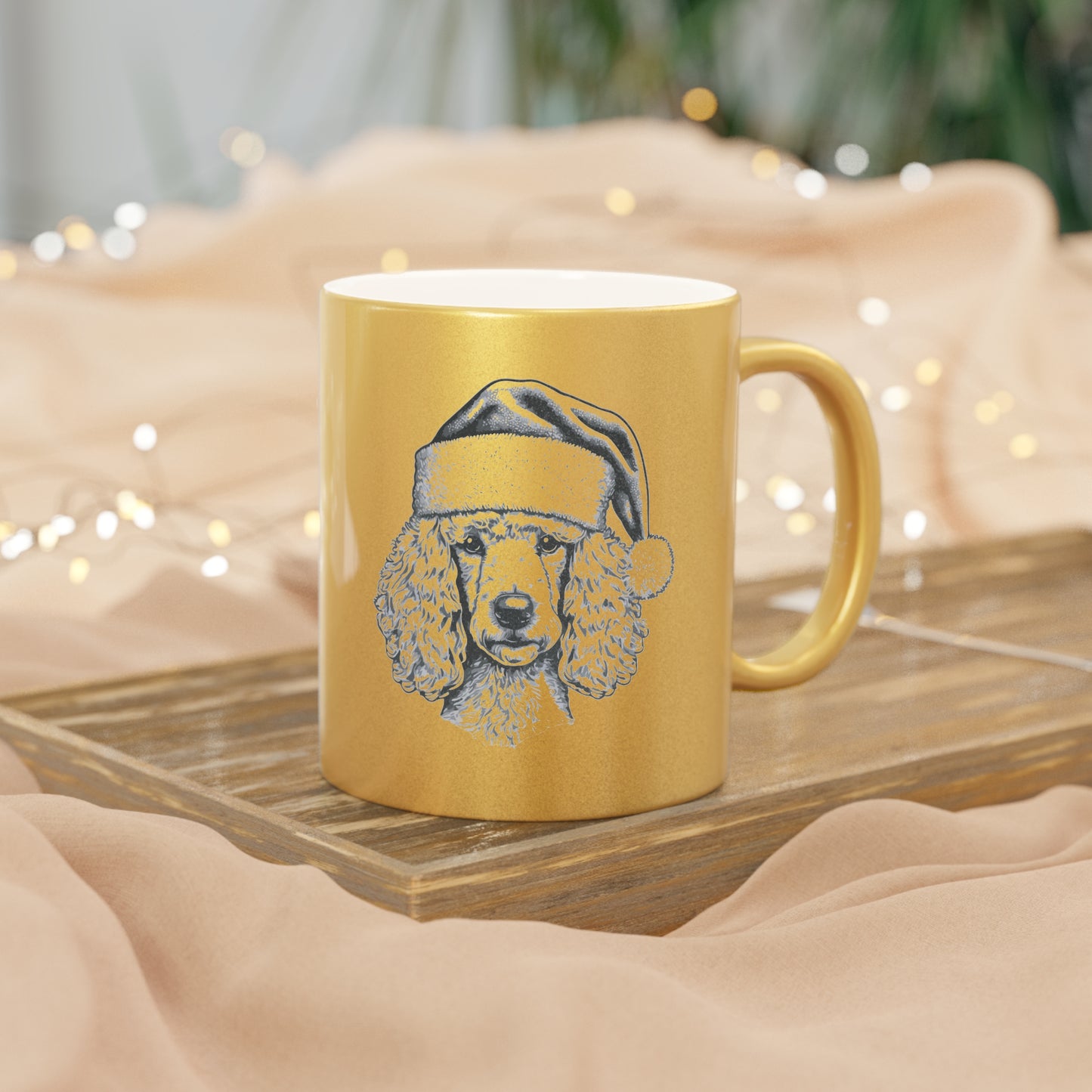 Santa Paws Poodle Metallic Coffee Mug