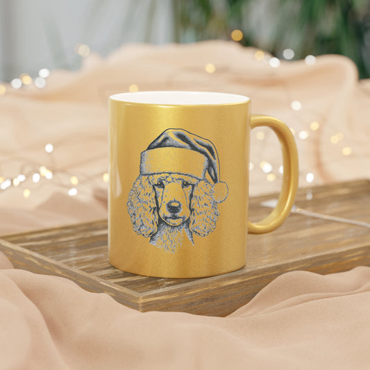 Santa Paws Poodle Metallic Coffee Mug