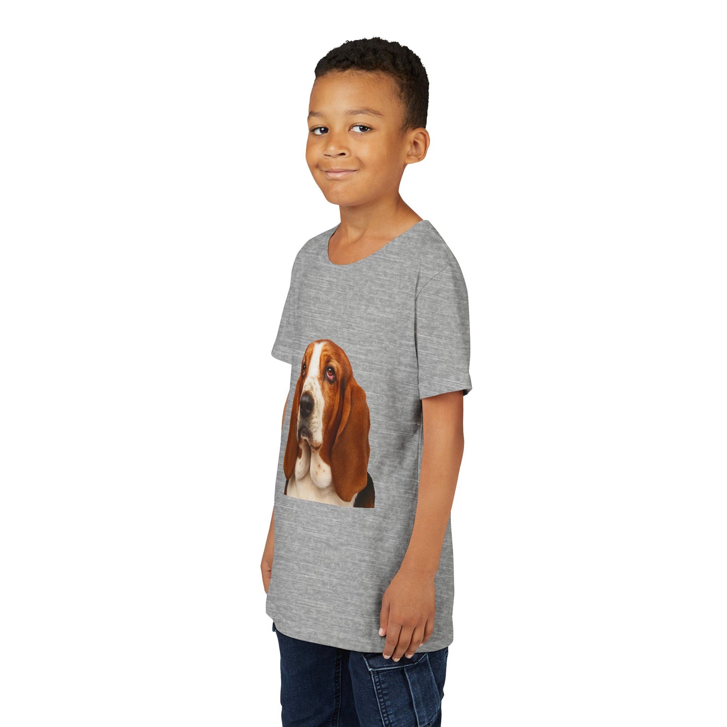 Basset Head Youth Unisex Short Sleeve Crewneck Tee