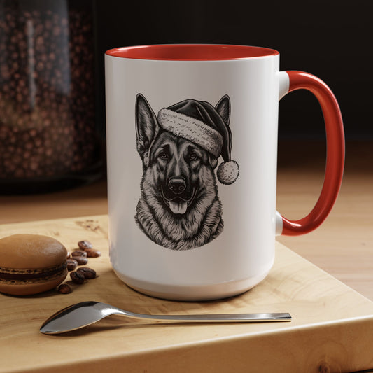 Santa Paws German Shepherd 2-Tone Coffee Mug