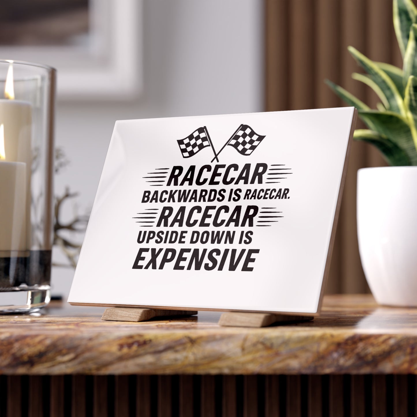 Racecar Backwards Ceramic Photo Tile