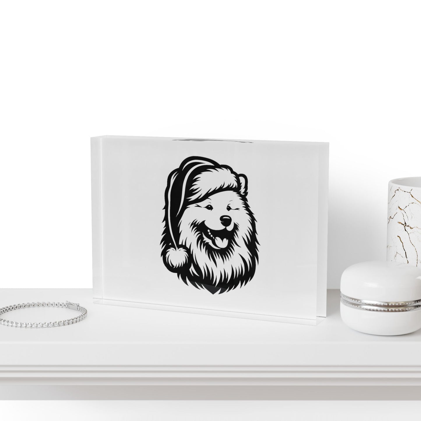 Santa Paws Samoyed Acrylic Photo Block