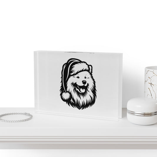 Santa Paws Samoyed Acrylic Photo Block