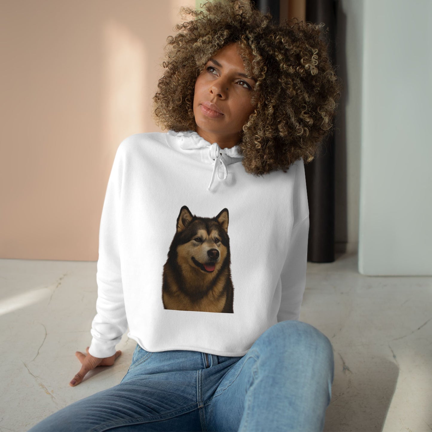 Malamute Head Women's Crop Hoodie
