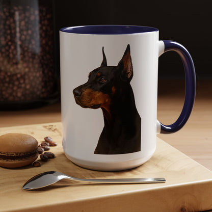 Doberman Head 2-Tone Coffee Mug