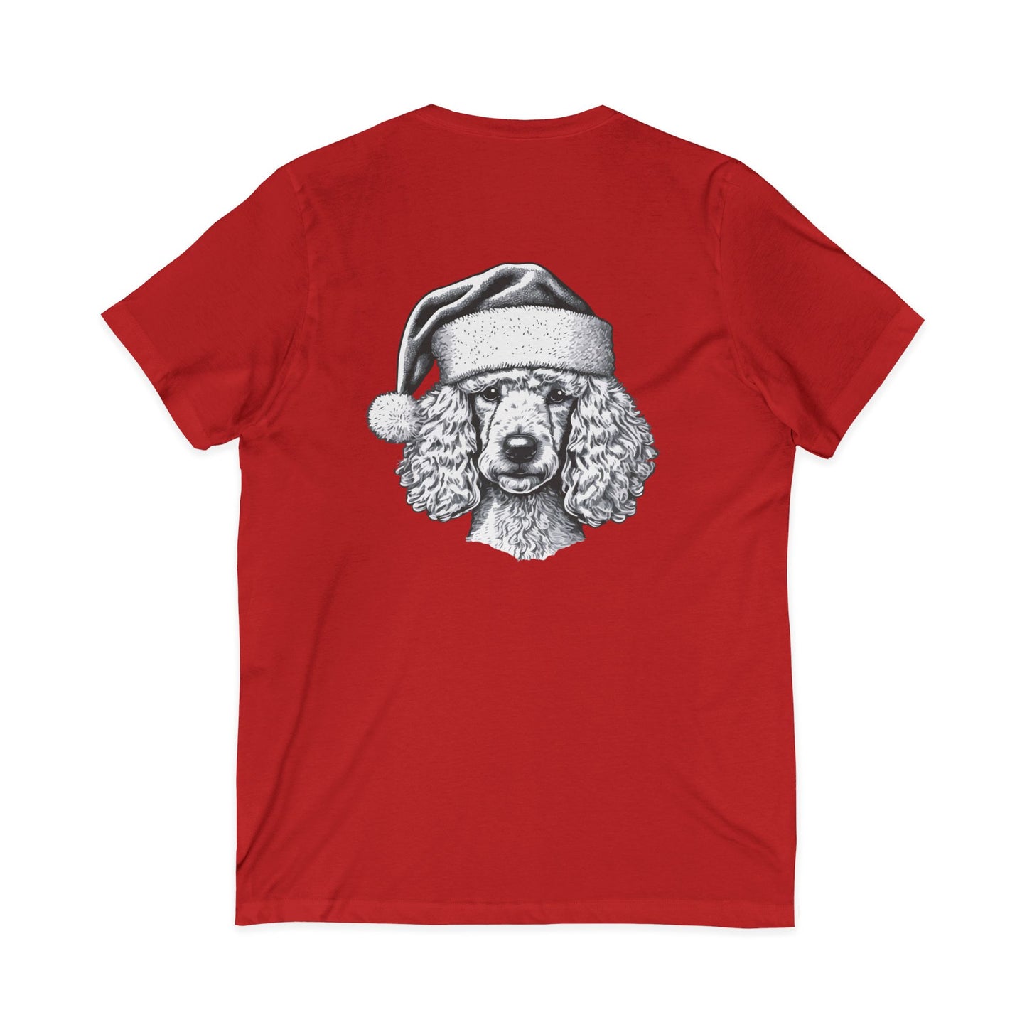 Santa Paws Poodle Unisex Short Sleeve V-Neck Tee