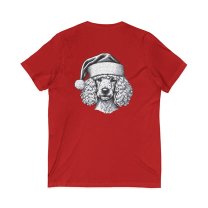 Santa Paws Poodle Unisex Short Sleeve V-Neck Tee