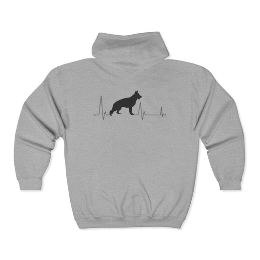 My Heart Beats For German Shepherds Unisex Full Zip Hoodie