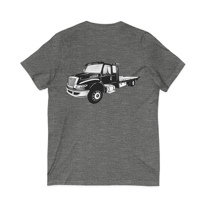Flatbed Tow Truck Unisex Short Sleeve V-Neck Tee