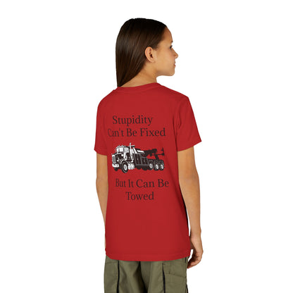 Stupidity Heavy Tow Truck Youth Unisex Short Sleeve Crewneck Tee
