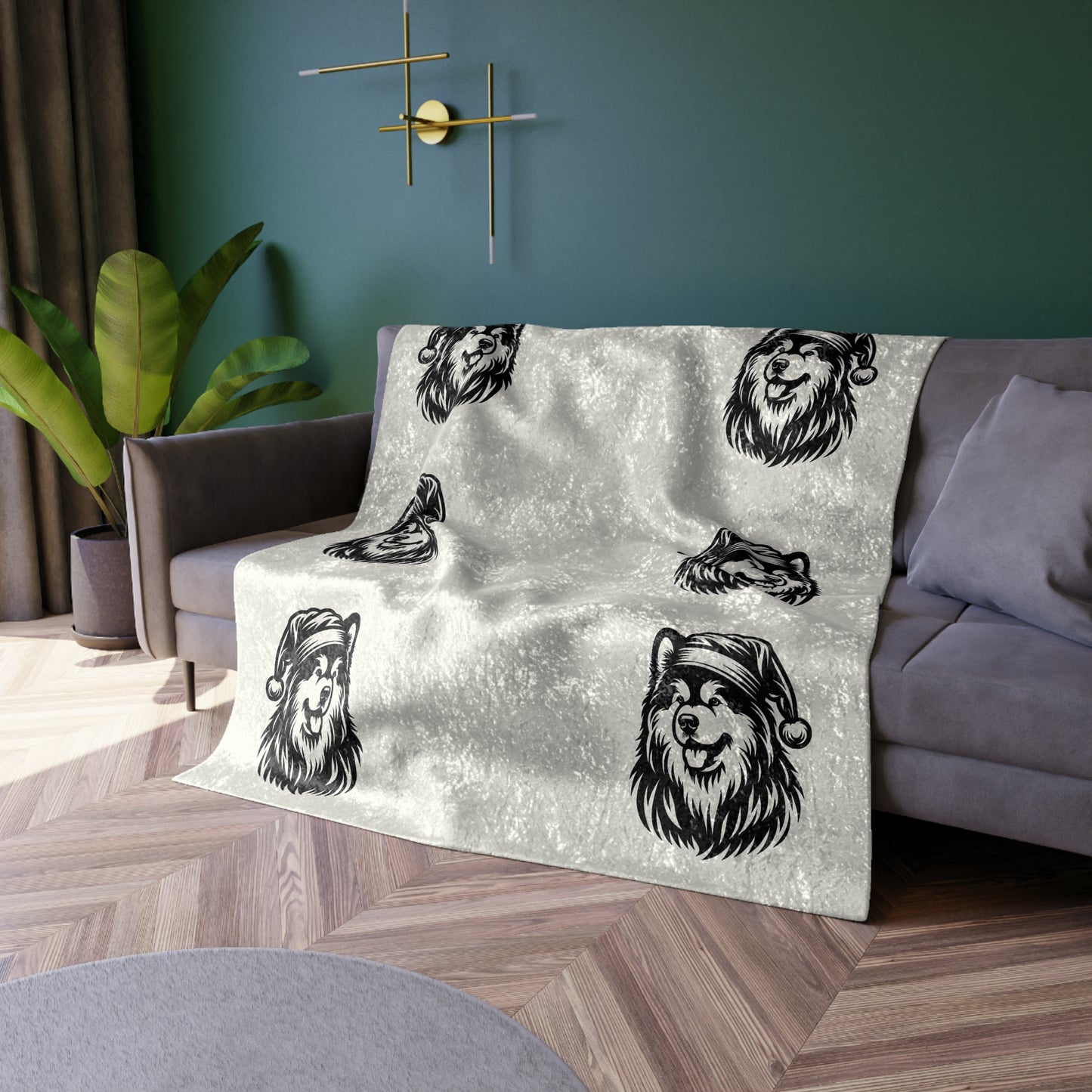 Santa Paws Malamute Crushed Velvet Blanket