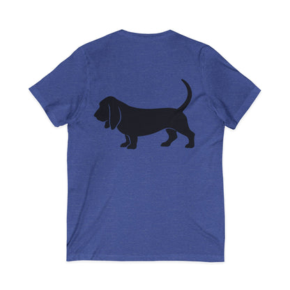 Basset Hound Silhouette Unisex Short Sleeve V-Neck Tee