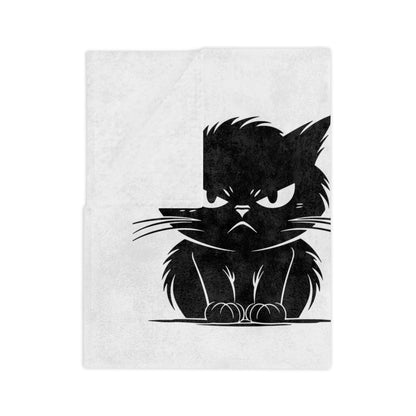 Angry Cat Velveteen Microfiber Blanket