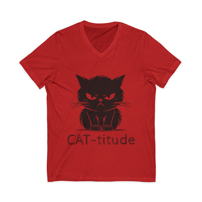 CAT-titude Unisex Short Sleeve V-Neck Tee