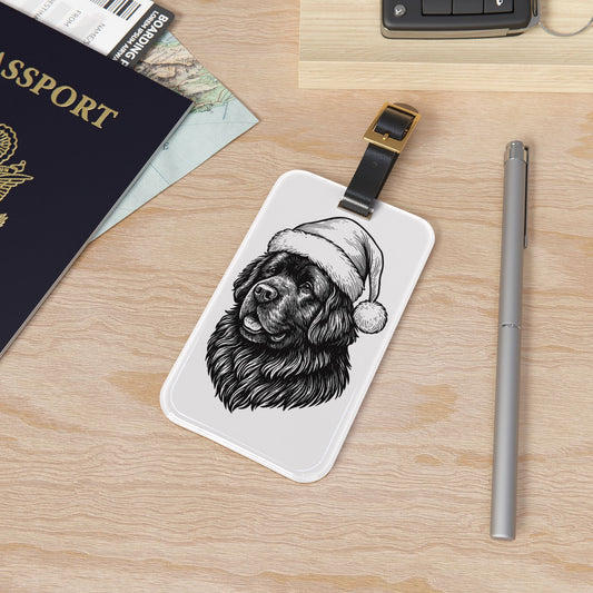 Santa Paws Newfie Leather Strap Luggage Tag
