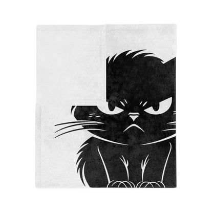 Angry Cat Velveteen Microfiber Blanket