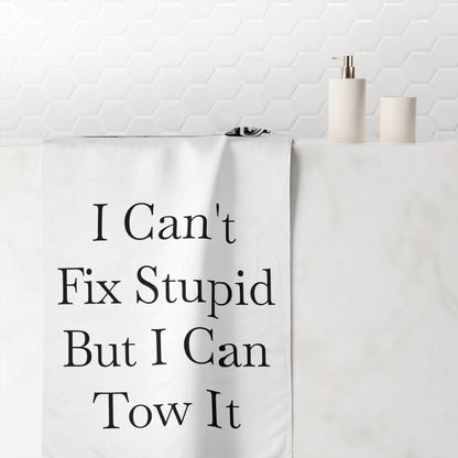 I Can't Fix Stupid Wheel Lift Tow Truck Mink-Cotton  Beach Towel