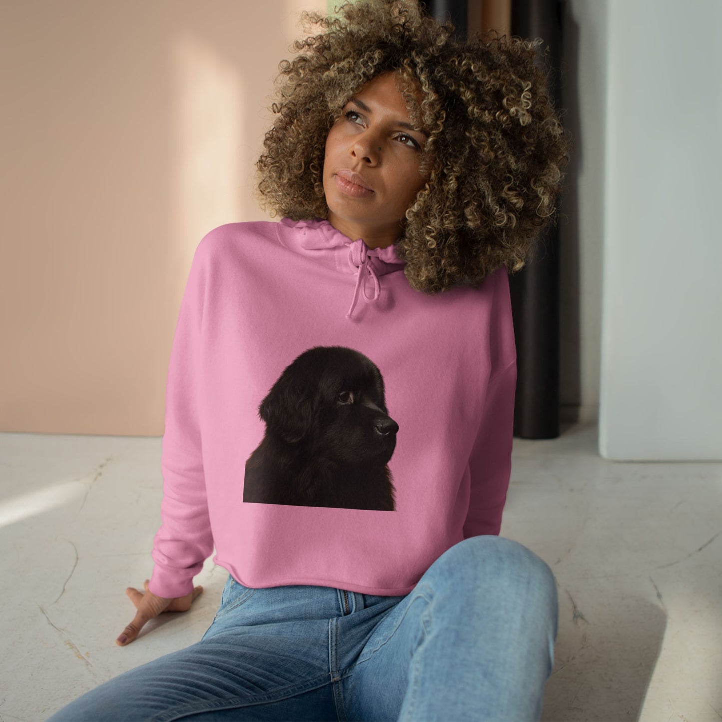 Newfie Head Women's Crop Hoodie