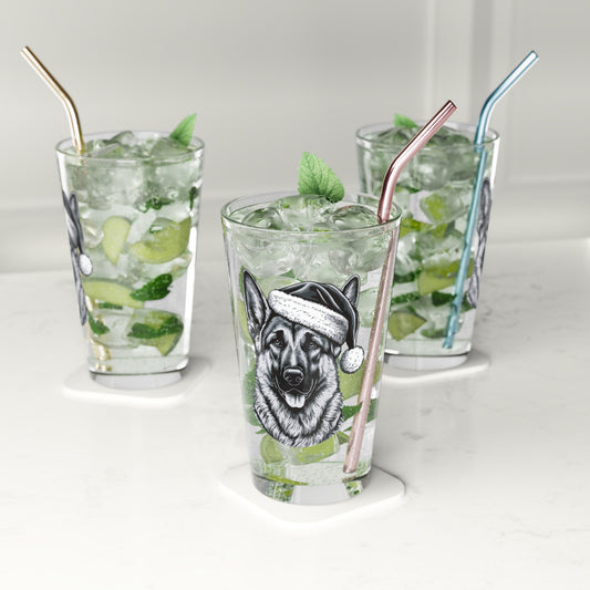 Santa Paws German Shepherd Drinking Glass