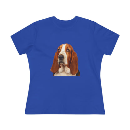 Basset Head Women's Short Sleeve Crewneck Tee