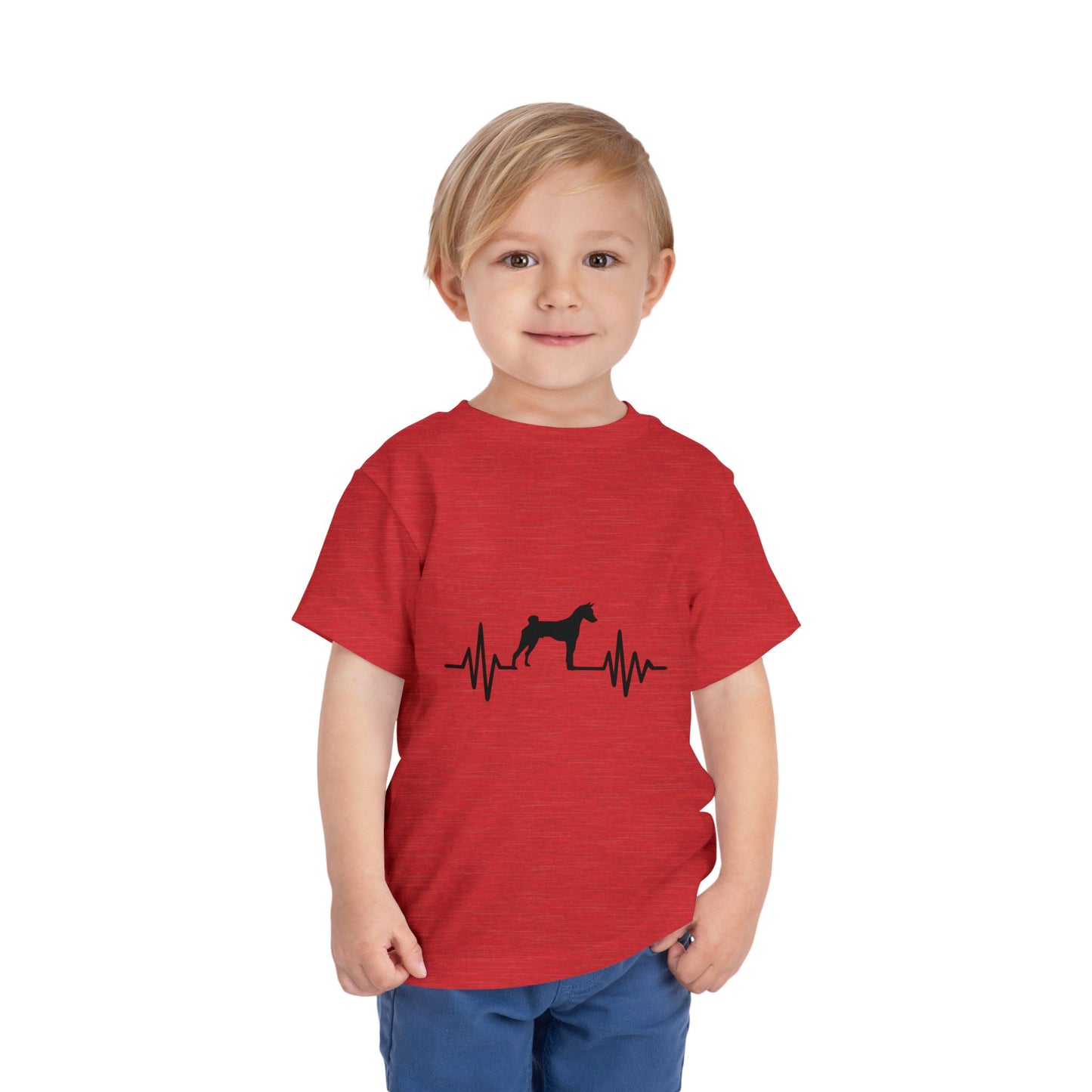 My Heart Beats For Basenjis Toddler Unisex Short Sleeve Crewneck Tee
