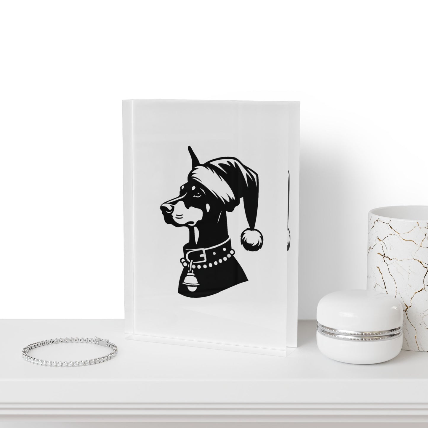 Santa Paws Doberman Acrylic Photo Block