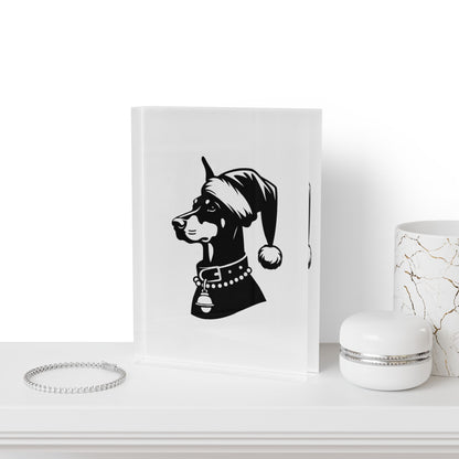 Santa Paws Doberman Acrylic Photo Block