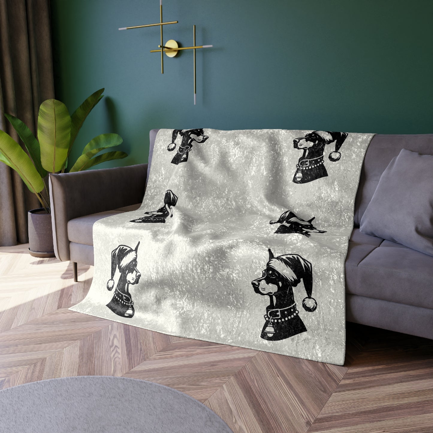 Santa Paws Doberman Crushed Velvet Blanket