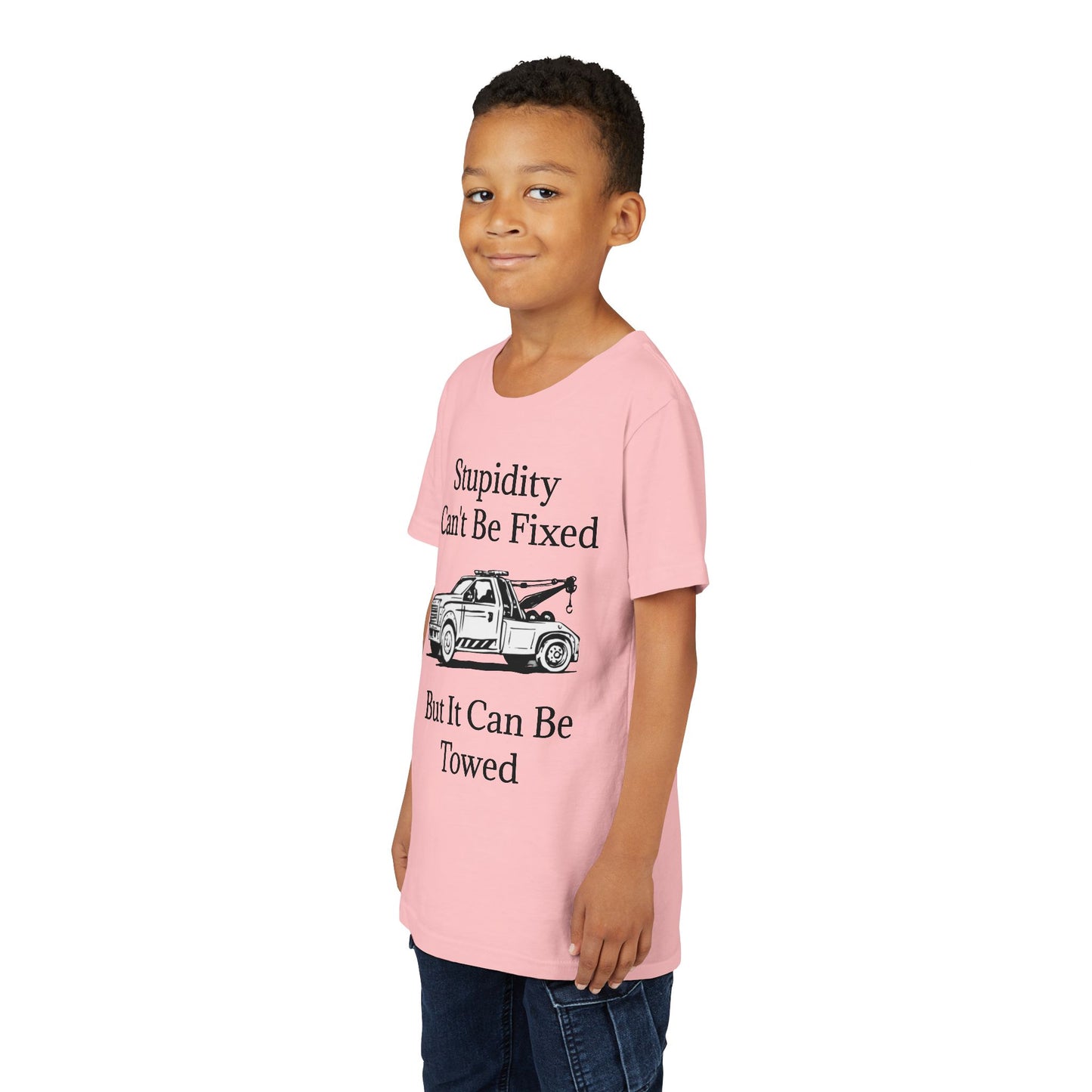 Stupidity Wheel Lift Tow Truck Youth Unisex Short Sleeve Crewneck Tee