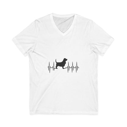 My Heart Beats For Bassets Unisex Short Sleeve V-Neck Tee