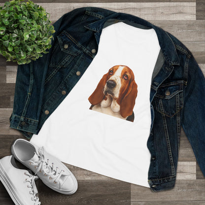 Basset Head Women's Short Sleeve Crewneck Tee