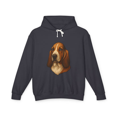 Basset Hound Head Unisex Lightweight Hoodie