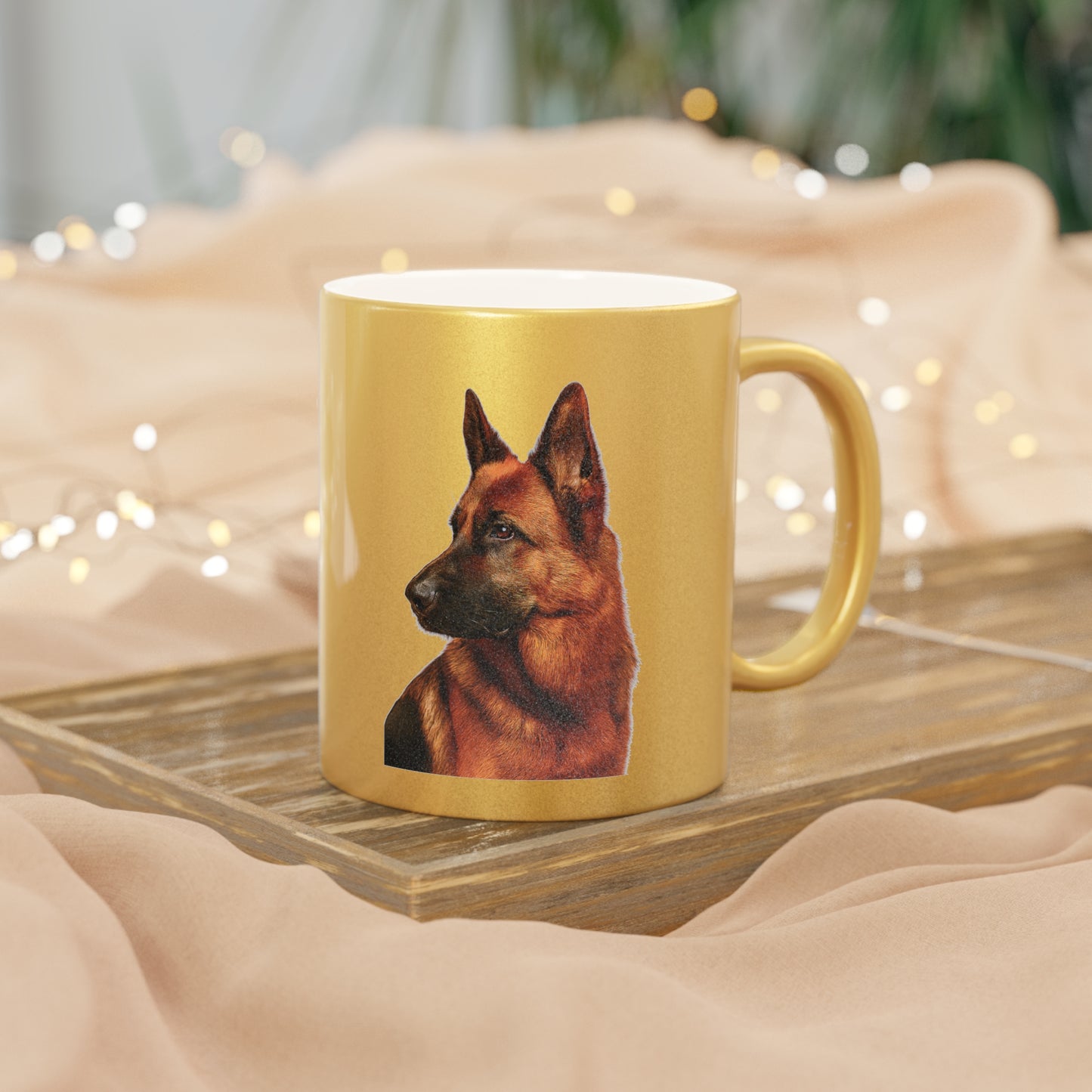 German Shepherd Head Metallic Coffee Mug