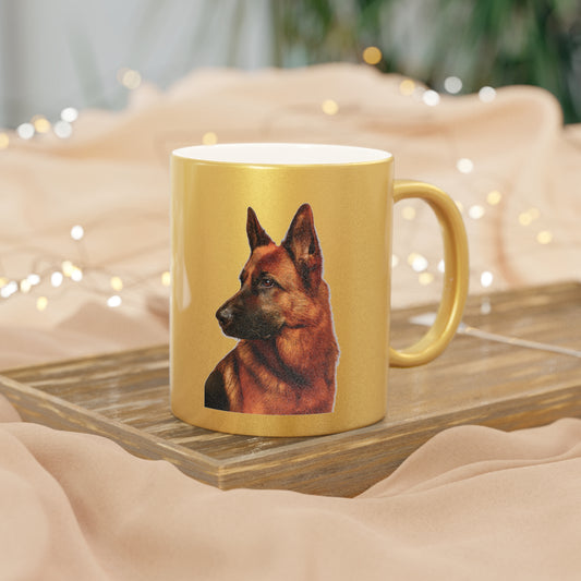 German Shepherd Head Metallic Coffee Mug