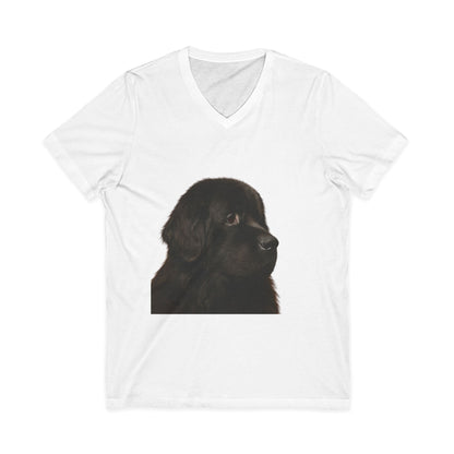 Newfie Head Unisex Short Sleeve V-Neck Tee