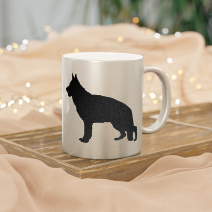 German Shepherd Silhouette Metallic Coffee Mug