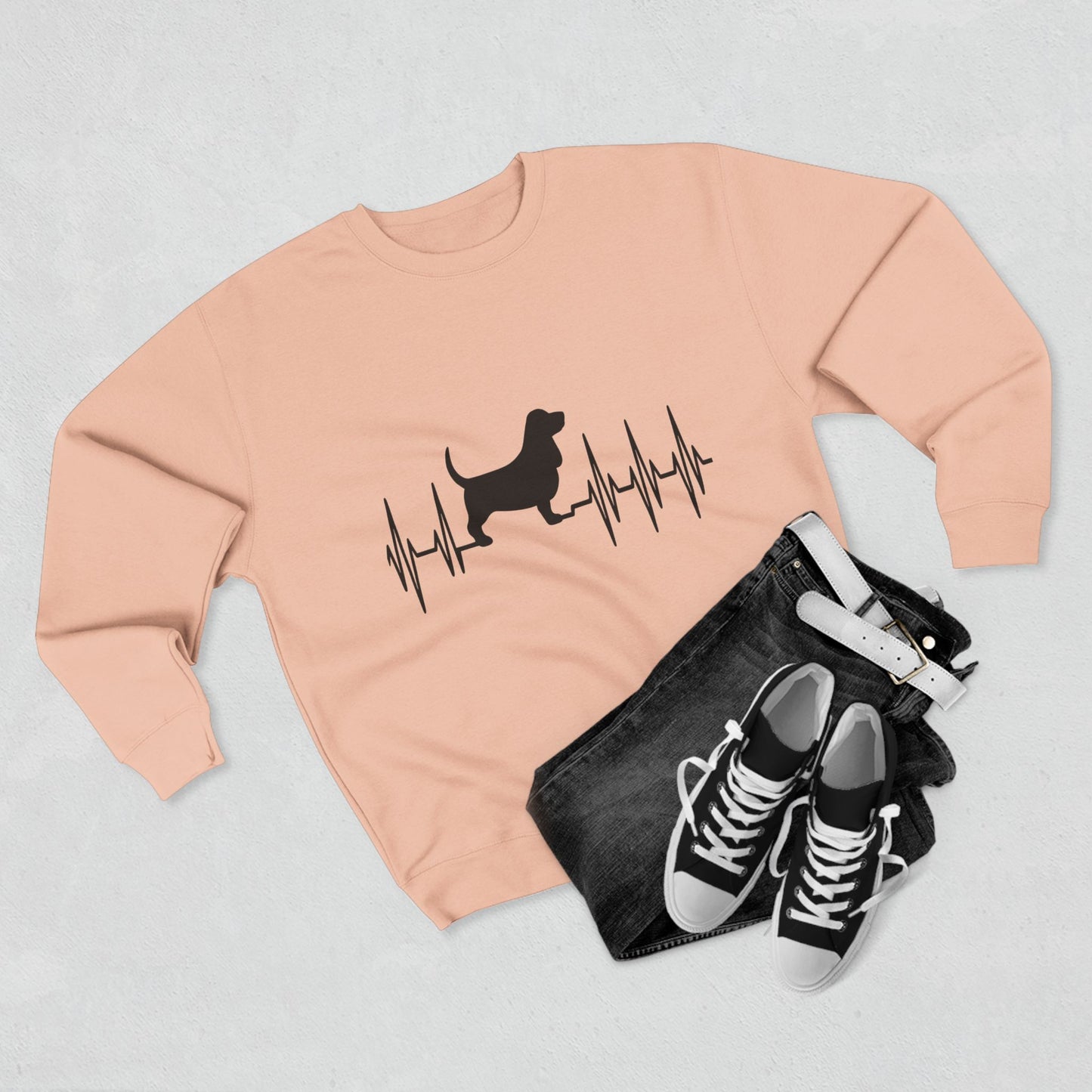 My Heart Beats For Basset Hounds Unisex Crewneck Sweatshirt