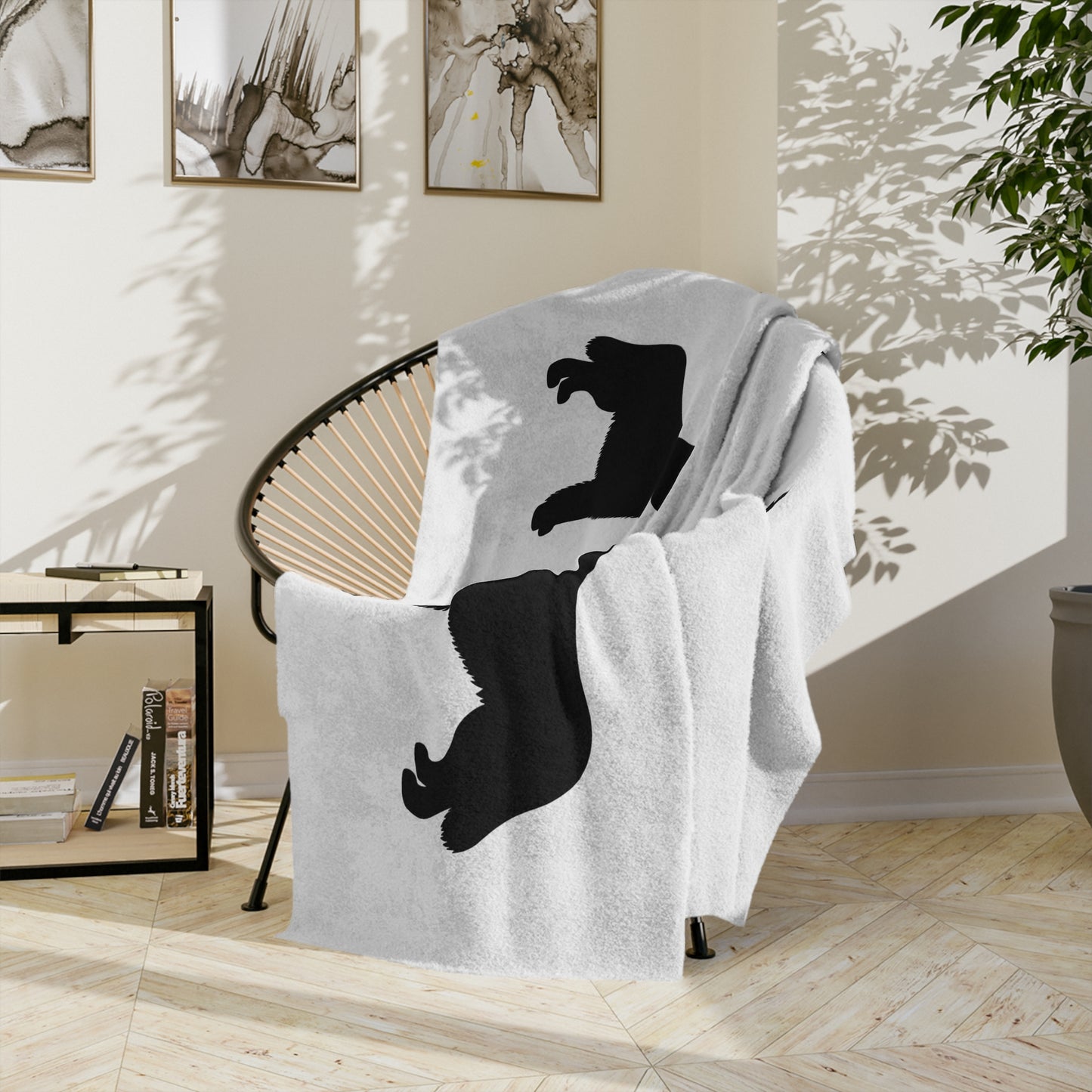 Newfie Silhouette Velveteen Microfiber Blanket