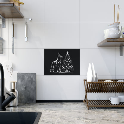 Doberman Christmas Tree Ceramic Photo Tile