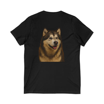 Malamute Head Unisex Short Sleeve V-Neck Tee